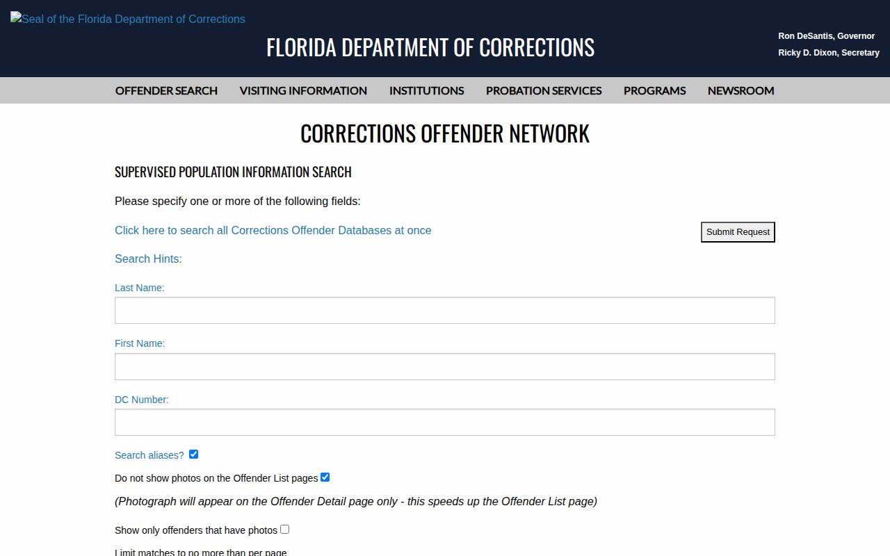 FDC search for Washington County post-release supervision records