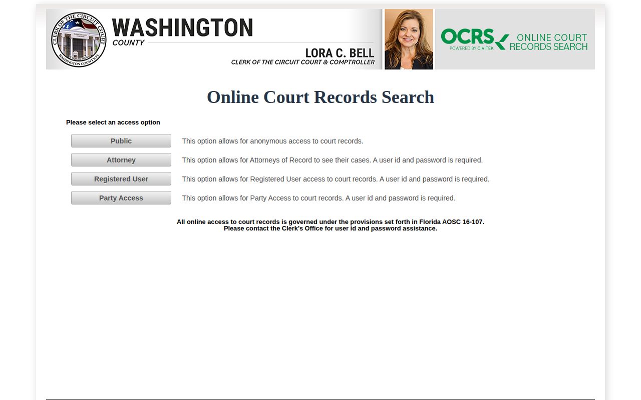 Washington County released inmate court record search