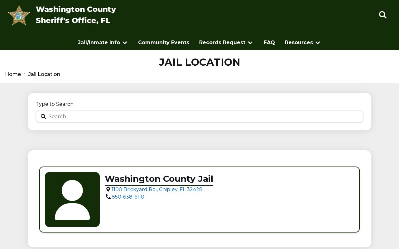 Washington County Jail release and contact page